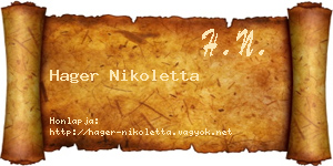 Hager Nikoletta névjegykártya
